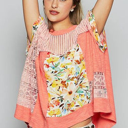 POL Hollow Out Floral Half Sleeve Knit Top by Trendsi