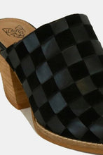Beast Fashion Woven Checkerboard Block Heel Mule Shoes by Trendsi