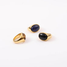 18k gold Plated Gemstone Signet Ring Lapis Lazuli by melomelo