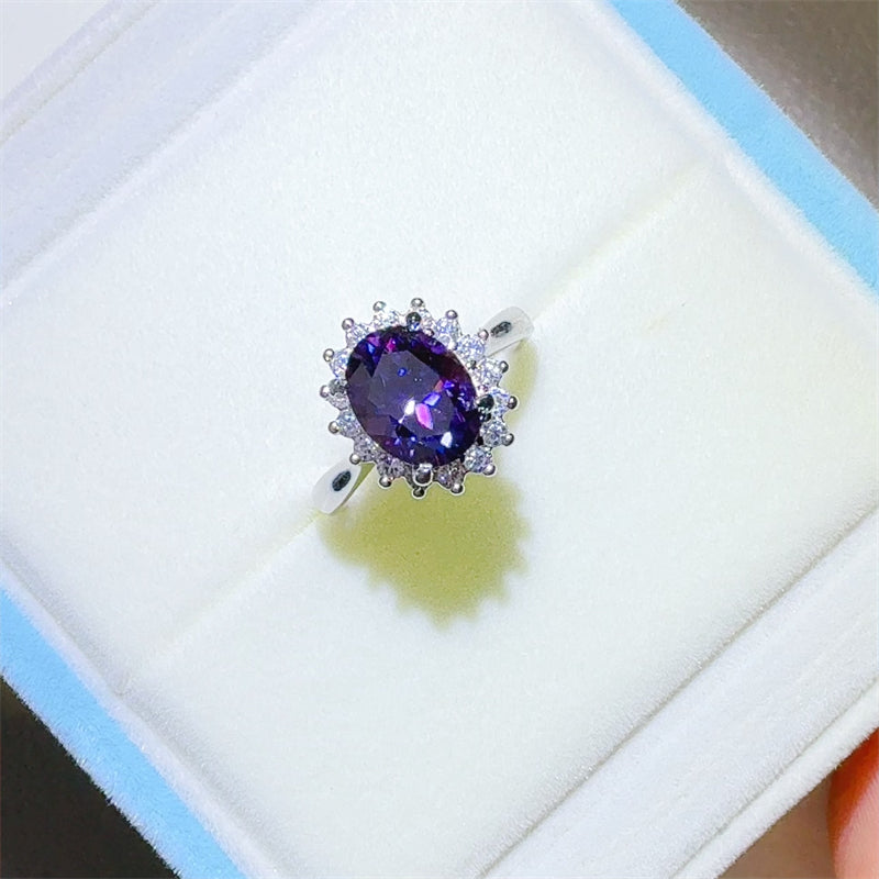 2 Carat 925 Sterling Silver Oval Moissanite Ring by Trendsi