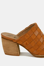 Beast Fashion Woven Checkerboard Block Heel Mule Shoes by Trendsi