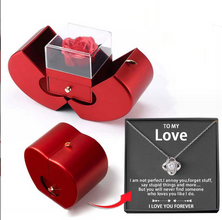 Fashion Jewelry Box Red Apple Christmas Gift Necklace Eternal Rose For Girl Mother's Day Valentine's Day Gifts With Artificial Flower Rose Flower Jewelry Box by fashioncafee.com