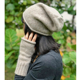 Beige Alpaca Knit Beanie by The Groovalution / Buddify
