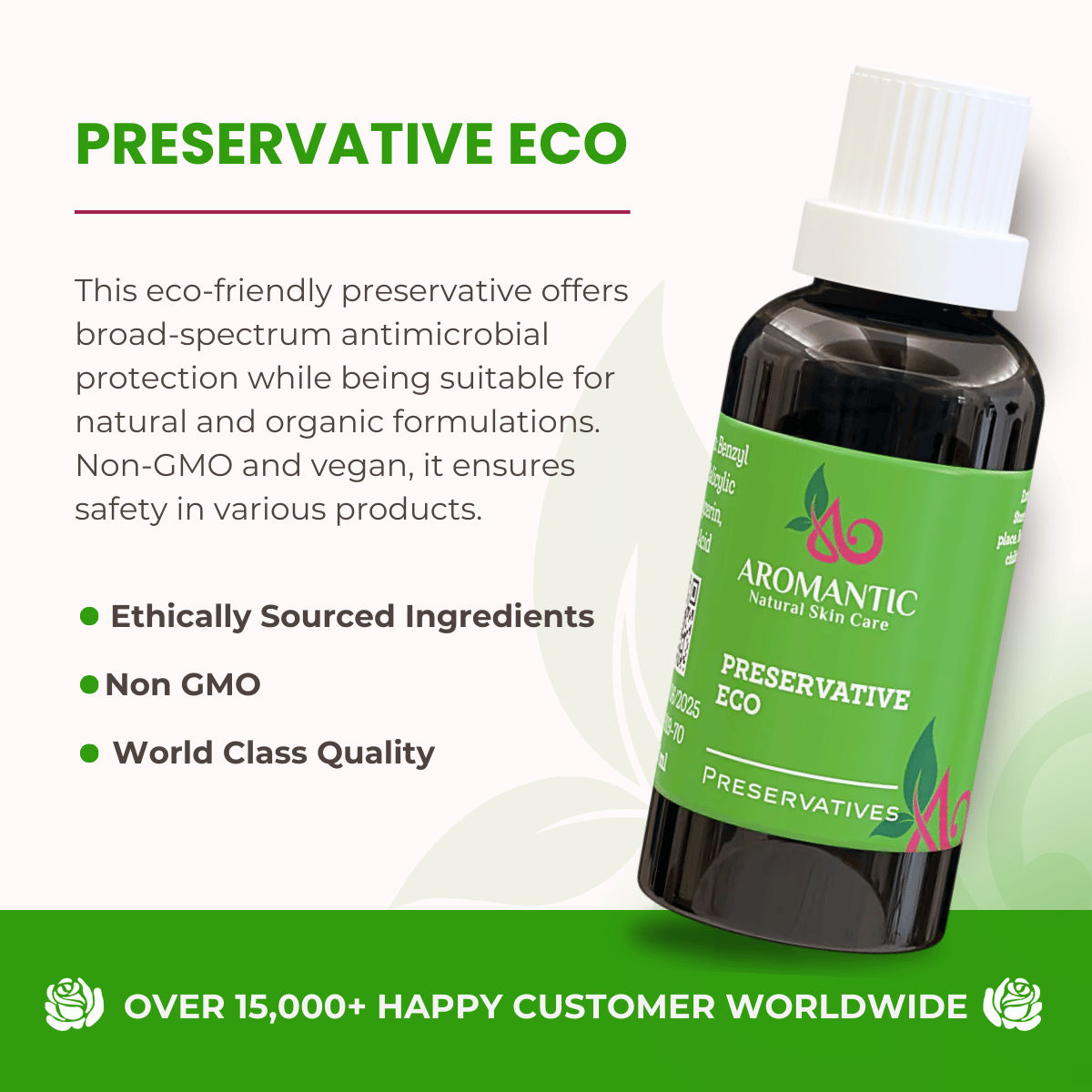 Preservative Eco antimicrobia skincare, haircare, and suncare formulations by Aromantic UK / Buddify