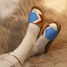 'SKY' - Blaue Sandalen in Azur, Weiß, Terracotta, Senf - vegan by Fünve / Buddify