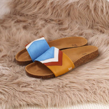 'SKY' - Blaue Sandalen in Azur, Weiß, Terracotta, Senf - vegan by Fünve / Buddify