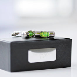 Spirit Level Cufflinks with Engraved Box by The Groovalution / Buddify