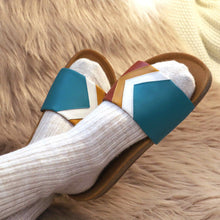 'SUNSET' - Türkise Sandalen in Ocean, Weiß, Senf, Terracotta - vegan by Fünve / Buddify