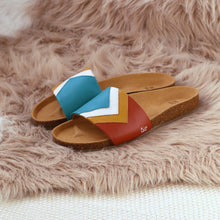 'SUNSET' - Türkise Sandalen in Ocean, Weiß, Senf, Terracotta - vegan by Fünve / Buddify