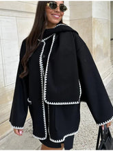 Luxurious Faux Cashmere Splice Overcoat With Scarf by ZenDrop Shipping