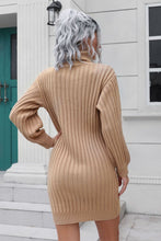 Ribbed Turtle Neck Long Sleeve Mini Sweater Dress by Trendsi