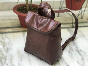 Full Grain Coffee Brown Leather Backpack by fashioncafee.com