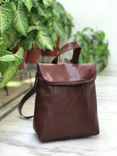 Full Grain Coffee Brown Leather Backpack by fashioncafee.com