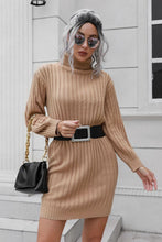 Ribbed Turtle Neck Long Sleeve Mini Sweater Dress by Trendsi