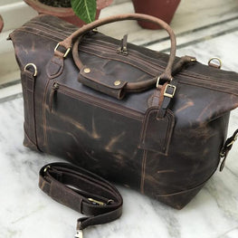 20 Inch Handmade Leather Duffle Weekend Bag