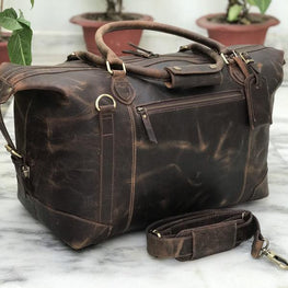 20 Inch Handmade Leather Duffle Weekend Bag