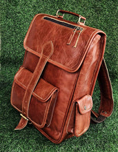 Leather Canvas Rucksack Laptop Backpack by fashioncafee.com