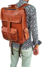 Leather Canvas Rucksack Laptop Backpack by fashioncafee.com