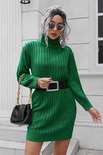 Ribbed Turtle Neck Long Sleeve Mini Sweater Dress by Trendsi