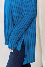 Basic Bae Full Size Ribbed Half Button Long Sleeve High-Low T-Shirt by Trendsi