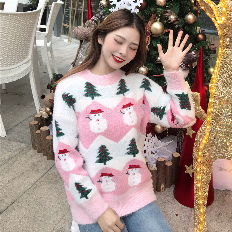 Christmas tree snowman pullover sweater by Wiio