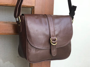 Dark Brown Leather Sling Bag by fashioncafee.com