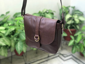 Dark Brown Leather Sling Bag by fashioncafee.com