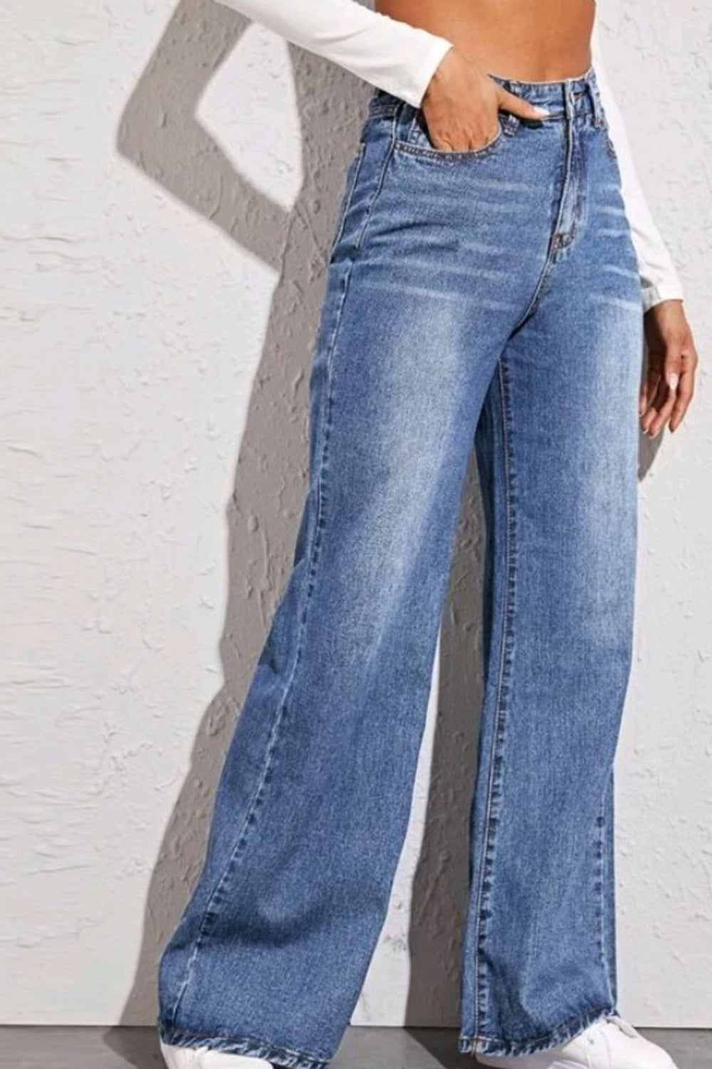 High Waist Wide Leg Jeans by Trendsi