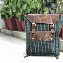 Green Waterproof Canvas Leather Backpack. by fashioncafee.com