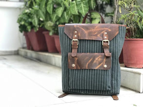 Green Waterproof Canvas Leather Backpack. by fashioncafee.com