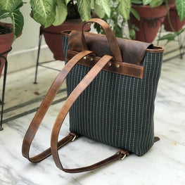 Green Waterproof Canvas Leather Backpack. by fashioncafee.com