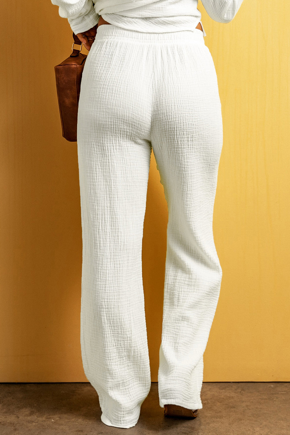 Textured Straight Leg Pants by Trendsi