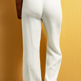 Textured Straight Leg Pants by Trendsi