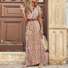 HOT SALE!! Boho Women V Neck Short Sleeve Paisley Print Belt Large Hem Beach Long Dress print dress summer beach dress with belt by fashioncafee.com