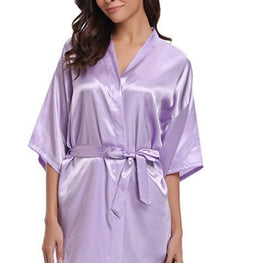 RB032 2018 New Silk Kimono Robe Bathrobe Women Silk Bridesmaid Robes Sexy Navy Blue Robes Satin Robe Ladies Dressing Gowns by CINOLE