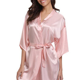 RB032 2018 New Silk Kimono Robe Bathrobe Women Silk Bridesmaid Robes Sexy Navy Blue Robes Satin Robe Ladies Dressing Gowns by CINOLE