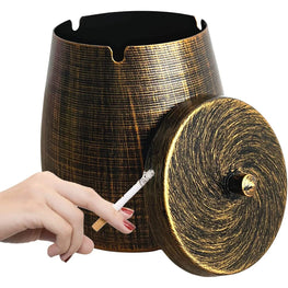 Ashtray with Lid for Cigarette Iron Outdoor Ash Tray Ashtrays for Cigarettes Outdoor Windproof Smokeless Odorless Large Ash Tray by fashioncafee.com
