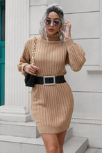 Ribbed Turtle Neck Long Sleeve Mini Sweater Dress by Trendsi