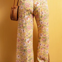 Floral Slit Wide Leg Pants by Trendsi