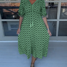 Casual V-neck dress by Trendsi