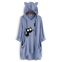 Knit hooded top sweater print long-sleeved by Wiio