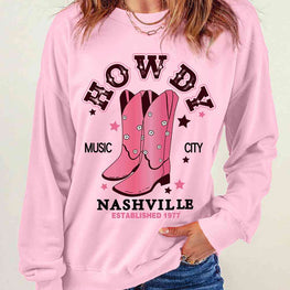 Cowboy Boots Graphic Dropped Shoulder Sweatshirt by Trendsi