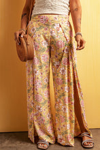 Floral Slit Wide Leg Pants by Trendsi
