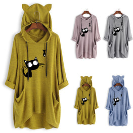 Knit hooded top sweater print long-sleeved by Wiio